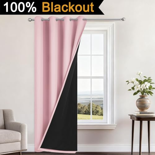 Pink Blackout Curtains 84 Inches Long for Bedroom 52" Wide 1 Panel (52"W x 84"L (Pack of 1) / Pink)