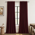 100% Blackout Curtains 108 Inch Length 2 Panels Set for Living Room Bedroom Back Tab Thermal Insulated Black Out Linen Drapes Room Darkening Window Curtains 108 Inches Long (Burgundy / 52"W x 108"L (Pack of 2))