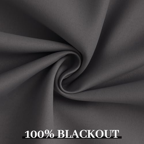 100% Blackout Curtains 52x96 inch Length Charcoal Grey (Charcoal Grey / 52"W x 96"L (Pack of 2))