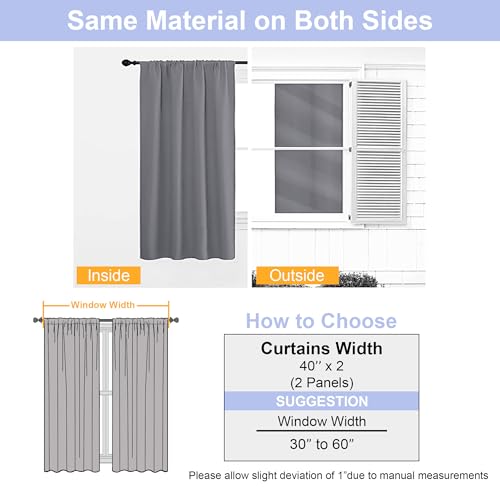 Ava Light Grey Blackout Curtains for Bedroom 96 Inches Long 2 Panels (Light Grey / 40"W x 96"L (Pack of 2))