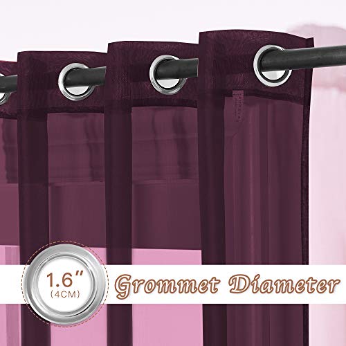 Voile Red Sheer Curtains 84 Inches Long (Burgundy Red / 54"W x 84"L (Pack of 2))