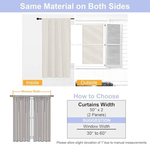 Natural Blackout Curtains for Bedroom 102 Inches Long 2 Panels (Natural / 50"W x 102"L (Pack of 2))
