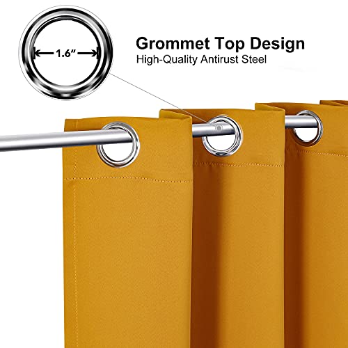 Room Darkening Curtains for Bedroom and Living Room 84 Inch Long (52"W x 84"L (Pack of 2) / Mustard Yellow)