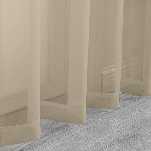 Taupe Sheer Curtains 24 Inch Length (Taupe / 42"W x 24"L (Pack of 2))