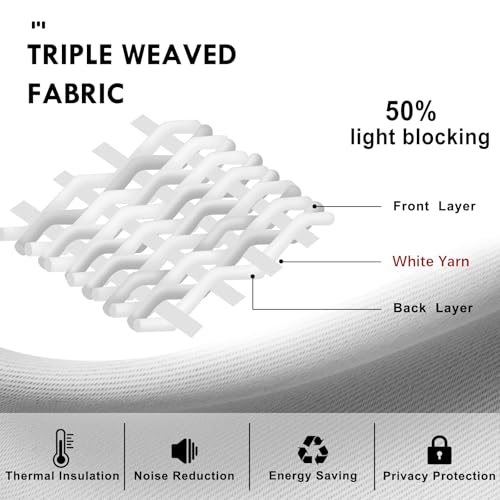 White Curtains 50% Light Blocking for Living Room 54 Inch 2 Panels (Pure White / 52"W x 54"L (Pack of 2))
