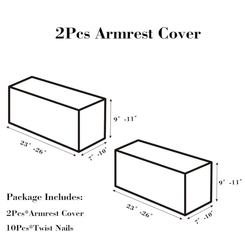 2Pcs Couch Arm Covers (Texture Metal Gray / Armrest Cover)