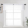 White Sheer Curtains for Kitchen Valance Set of 2 (White / 42"W x 14"L (Pack of 2))