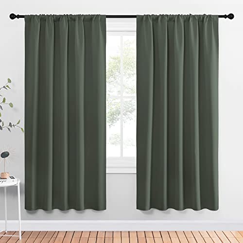 Bedroom Curtains Blackout Draperies (Dark Mallard / 52"W x 72"L (Pack of 2))