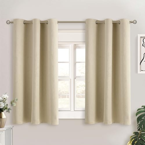 Short Curtains for Small Window 45 Inch Long (Beige / 38"W x 45"L (Pack of 2))