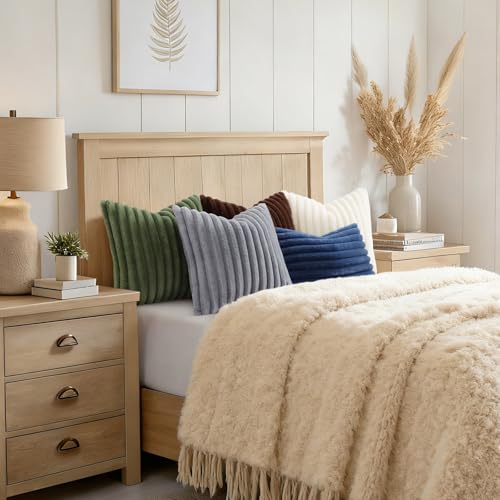 Fall Faux Fur Throw Pillow Covers 24x24 Set of 2 Grey (Grey / 24" x 24" (Pack of 2))