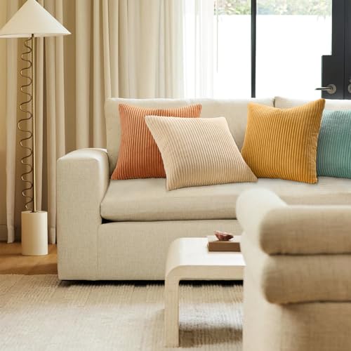 Decorative Throw Pillow Covers Cushion Cases (Orange Teal / 12" x 12" (Pack of 4))