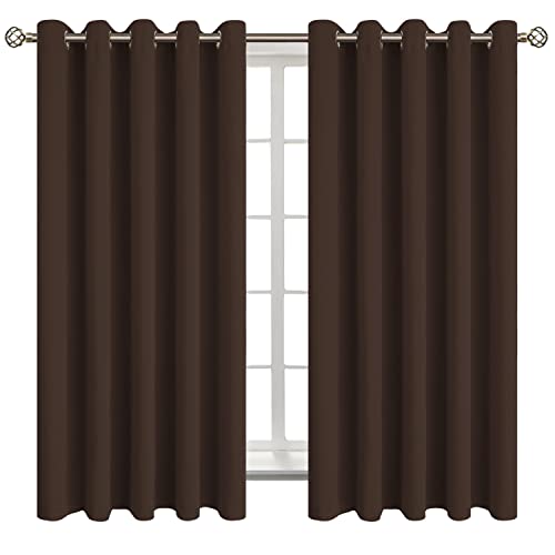 Brown Blackout Curtains for Bedroom 63 Inch Long (Brown / 70"W x 63"L (Pack of 2))