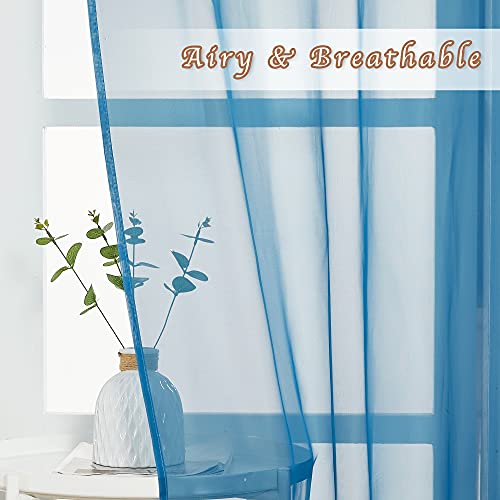 Sheer Curtains for Bedroom Windows 84 inch Length (Turquoise / 54"W x 84"L (Pack of 2))