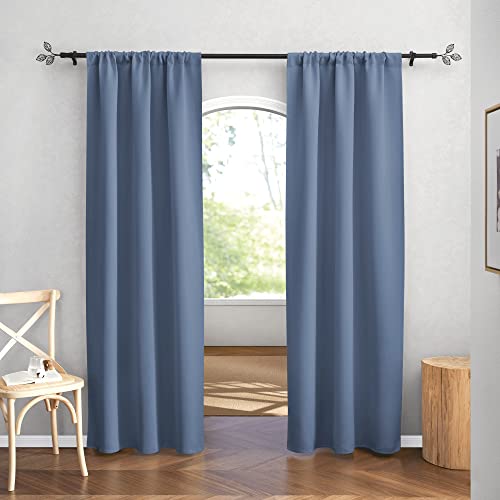 Blackout Curtains for Bedroom Living Dining Room 84 inches Long (Stone Blue / 42"W x 84"L (Pack of 2))
