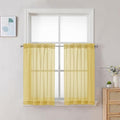 Mustard Yellow Short Sheer Curtains 30 inch Length (Yellow / 42"W x 30"L (Pack of 2))