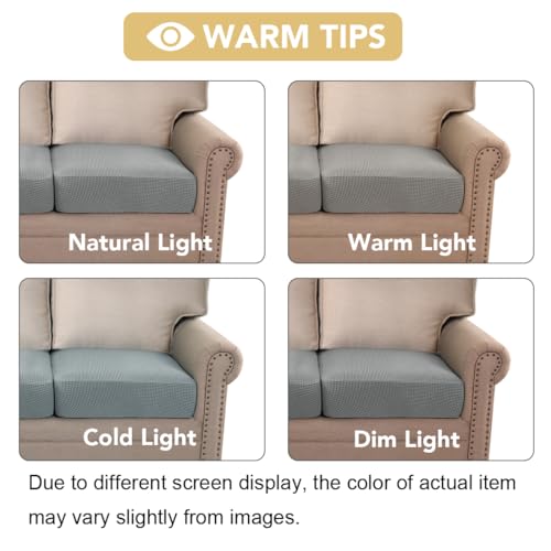 Super Stretch Individual Seat Sofa Covers Couch Slipcover Sets Thick Jacquard Textured Twill Fabric (Dove / 2 Cushion Loveseat)