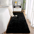 Soft Runner Rugs for Bedroom Living Room Plush Fluffy Rug 2x7 (Black / 2' x 7' (Runner))