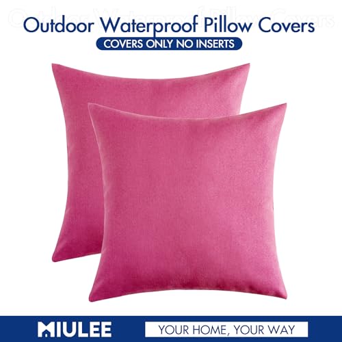 Decorative Outdoor Pillow Covers Waterproof 18x18 Hot Pink (18" x 18" (Pack of 2) / Hot Pink)