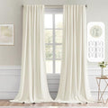 Cream Back Tab Blackout Curtains 52x96 Inch Long 2 Panels Set (Cream / 52"W x 96"L (Pack of 2))