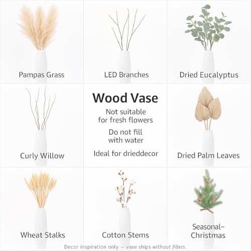 Large Floor Vase 34 inches Mango Wood for Pampas Grass (34 inches / White)