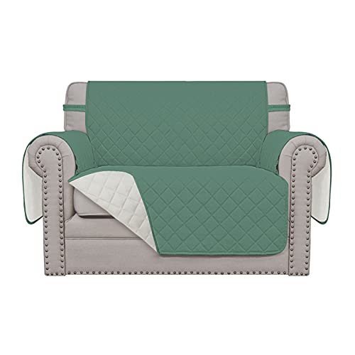 Oversized Chair Sofa Slipcover Reversible Sofa Cover Water Resistant Couch Cover Furniture Protector Cover with Elastic Straps for Pets Dog (Cyan/Ivory / Small-XL Chair)