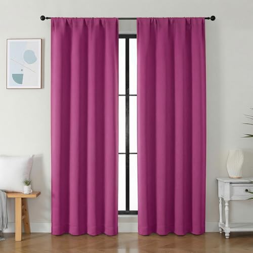 Ava Hot Pink Blackout Curtains for Bedroom 84 Inch Length 2 Panels Set (Hot Pink / 40"W x 84"L (Pack of 2))