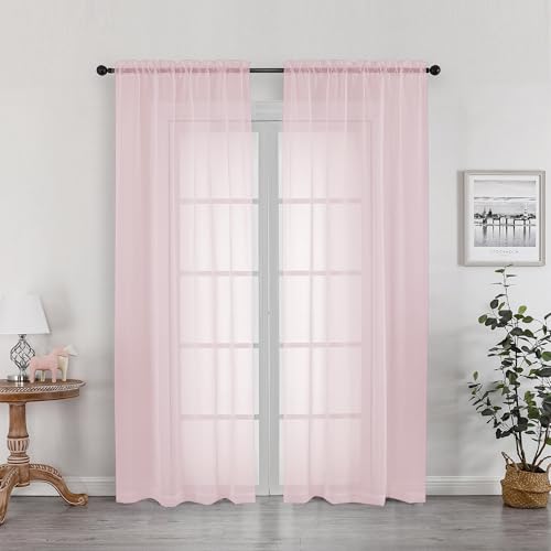 OWEINE Sheer Curtains 78 Inches Long 2 Panels Set (Blush / 42"W x 78"L (Pack of 2))