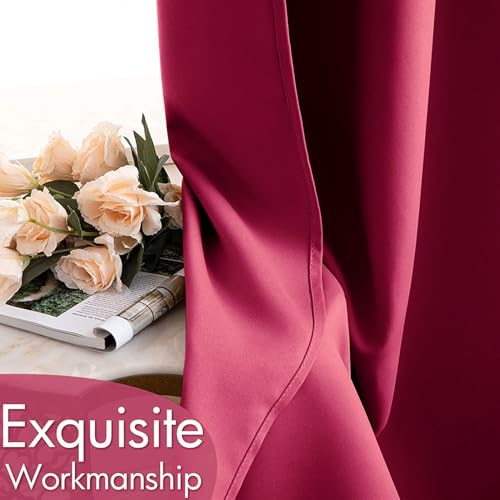 Hot Pink Blackout Bedroom Curtains Drapes 84 Inch Long 52"x84" (Hot Pink / 52"W x 84"L (Pack of 2))
