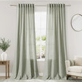 Sage Curtains 94 inches Long 2 panels for Living Room Back Tab Rod Pocket Semi Sheer Linen Draperies Muted Neutral Sage Green Room Decor Earth Tone Pale Green Curtain for Diningroom Bedroom Office (52"W x 94"L (Pack of 2) / Sage Green)