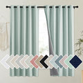 100% Absolutely Blackout Linen Curtains with Thermal Insulated Liner (62"W x 63"L (Pack of 2) / Seafoam Green)