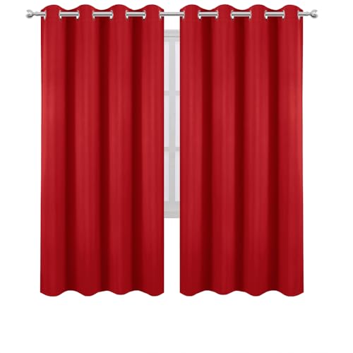 Blackout Curtains 66 x 72 Inch Long Bright Red Curtains Set of 2 Panels Room Darkening Curtains for Bedroom and Living Room (Bright Red / 66"W x 72"L (Pack of 2))