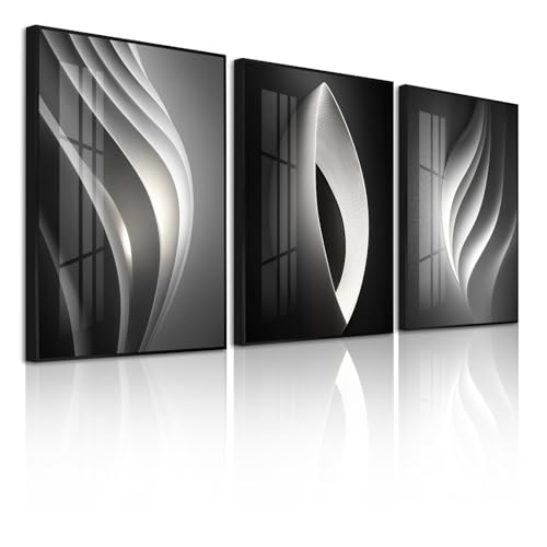 Large Frame Modern Abstarct Wall Art for Living Room (Black Melody / 24"L X 16"W)