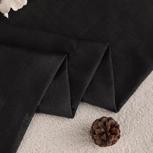 Black Linen Curtains 90 Inches Long for Bedroom Back Tab Light Filtering Privacy Semi Sheer Curtains Living Room Boho Rustic Farmhouse Cotton Textured Gauze Curtain 2 Panel Set 52x90 (Black / 52"W x 90"L (Pack of 2))