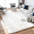 8x10 Fluffy Shag Area Rugs for Living Room Bedroom (White / 8' x 10' (Rectangular))