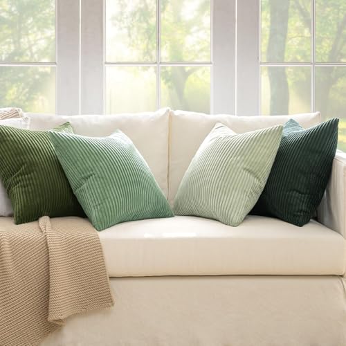 Soft Corduroy Decorative Throw Pillow Covers Forest Green 24x24 (24" x 24" (Pack of 4) / Forest Green)