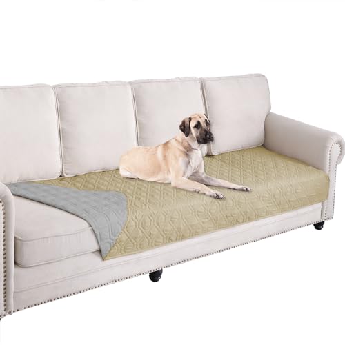 Waterproof Dog Bed Cover Pet Blanket for Furniture Bed Couch Sofa Reversible (30x90 Inch (Pack of 1) / Beige+lightgrey)