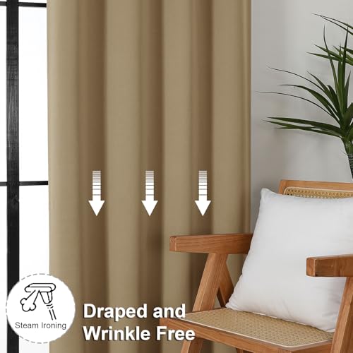 Ava Taupe Blackout Curtains for Bedroom 90 Inches Long 2 Panels Set (Taupe / 40"W x 90"L (Pack of 2))