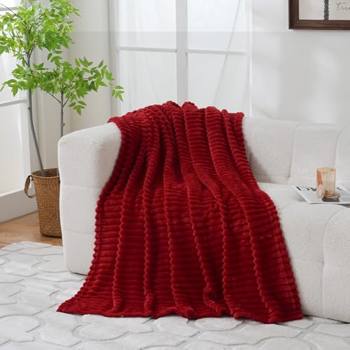 Red Fleece Throw Blanket 90”×90” for Couch Sofa Livingroom (Red / 90×90inch)