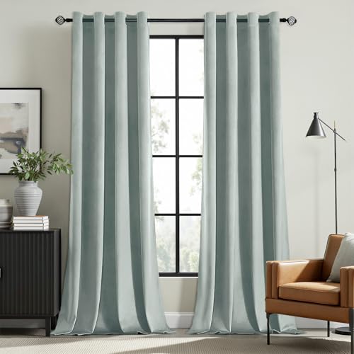 Velvet Curtains Misty Blue 52 x 90 Inch Length Set of 2 (Misty Blue / 52"W x 90"L (Pack of 2))