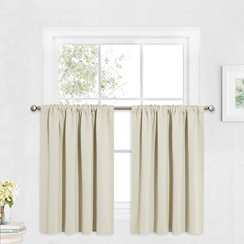 Cafe Curtains 24 inch Length (Beige / 42"W x 24"L (Pack of 2))