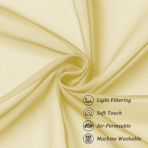 Sheer Curtains 63 Inch Length 2 Panels (Yellow / 42"W x 63"L (Pack of 2))