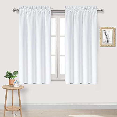 White Curtains 50% Light Blocking for Living Room 45 Inch 2 Panels (Pure White / 42"W x 45"L (Pack of 2))