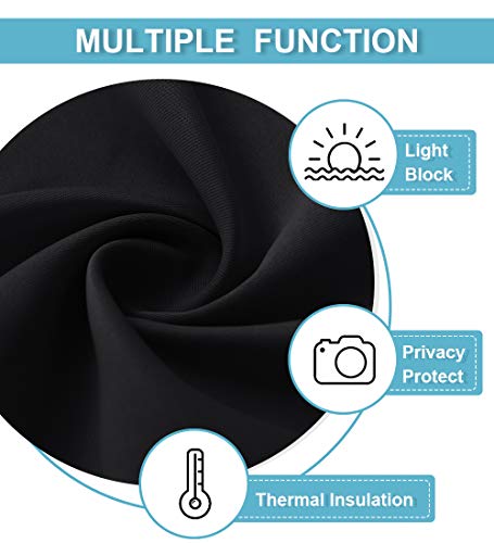 Extra Wide Blackout Curtains for Bedroom Living Room 63 inch Long (Black / 70"W x 63"L (Pack of 2))