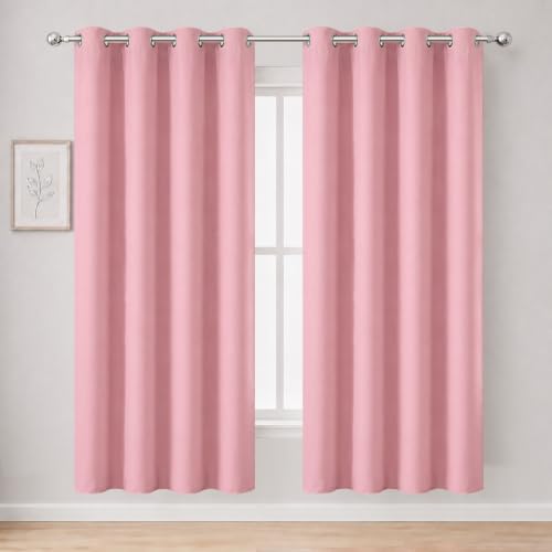 Pink Thermal Blackout Curtains (Pink / 52"W x 72"L (Pack of 2))