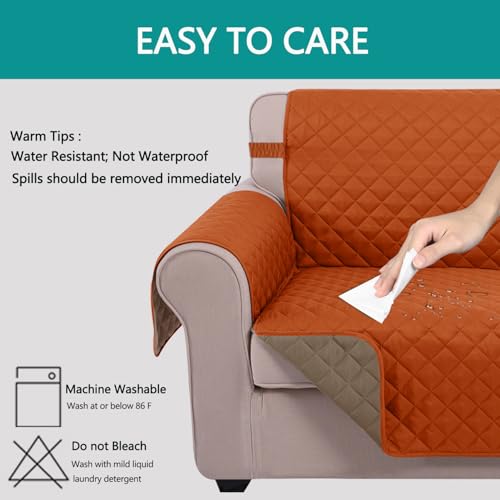 Loveseat Sofa Cover for 2 Cushion Couch (Orange/Taupe / 45''loveseat-small)