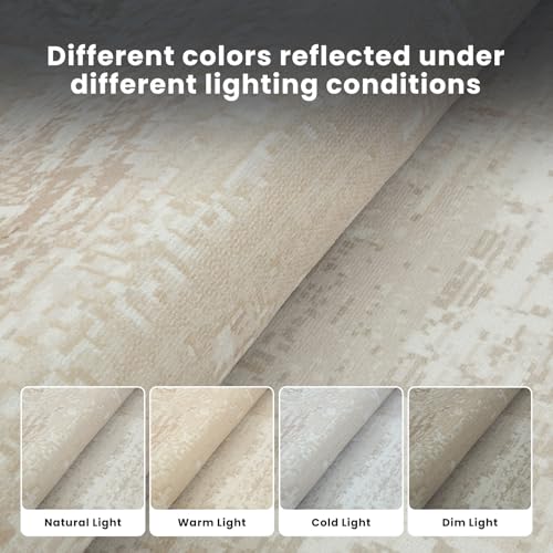 8x10 Neutral Washable Area Rugs for Living Room (8' x 10' (Rectangular) / Light Brown-light Yellow-beige Brown-white)