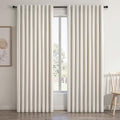 Blackout Curtains 60 Inch Length Wide for Sliding Glass Door Living Room 90 Inch Long Linen Back Tab Pleated Drapes 100 Black Out Sound Proof Heavy Insulated Large Window 60" Wx90 Lx2Panels (Birch / 60"W x 90"L (Pack of 2))