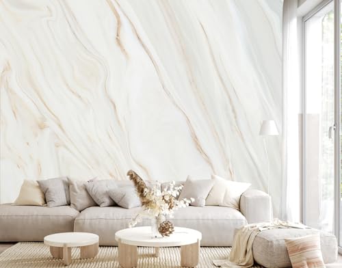 Brown and White Marble Wallpaper Mural Peel and Stick 137"x100" (ZZ-018 / 137" x 100")