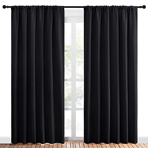 Black Blackout Curtains for Bedroom 70" Wide x 84" Long 2 Panels (Black / 70"W x 84"L (Pack of 2))