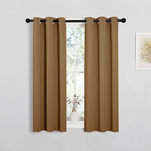 Sleek Blackout Curtains 40 inches Length for Small Windows (Gold Brown / 29"W x 40"L (Pack of 2))